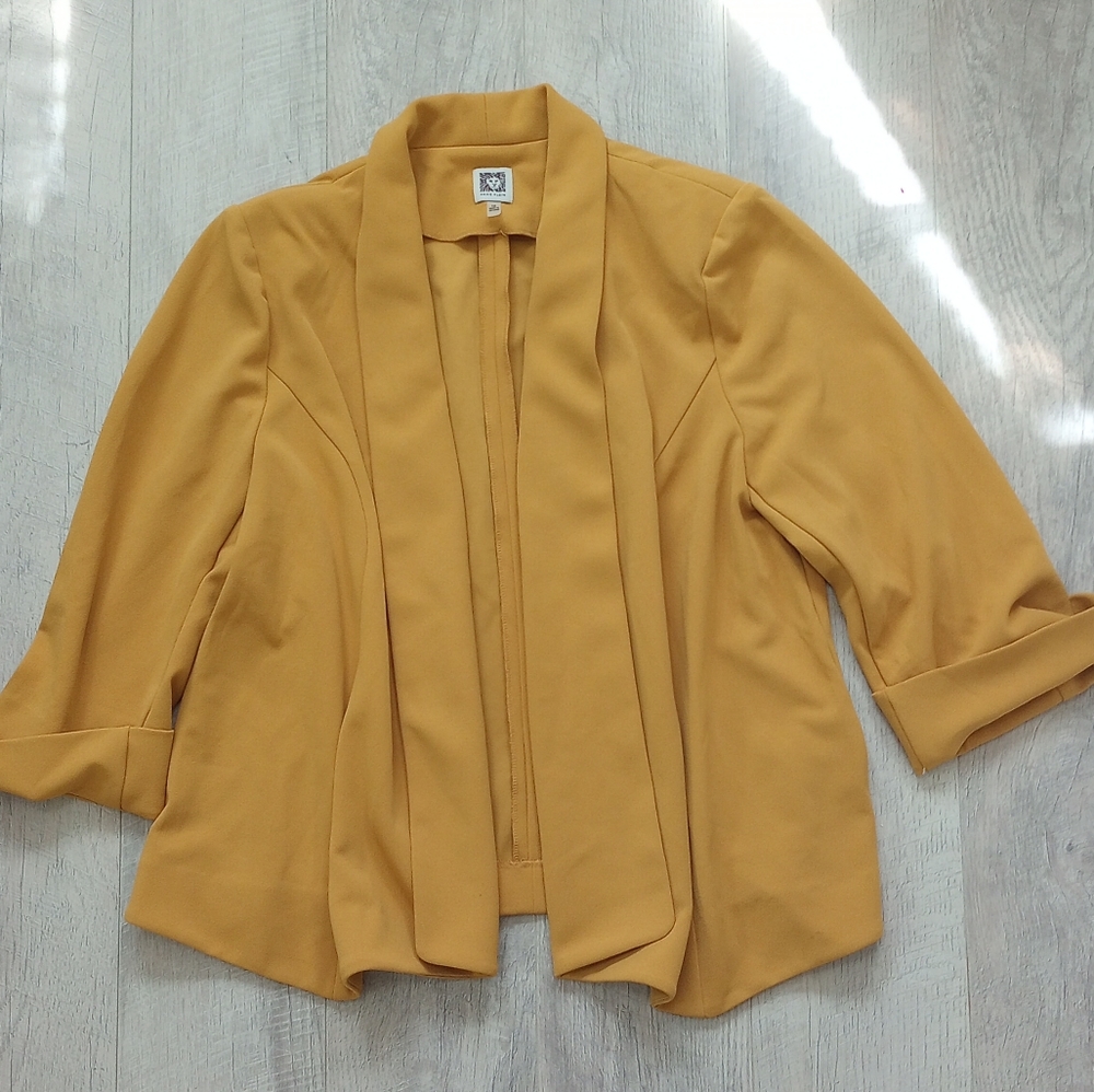 Anne Klein Mustard Open-Front Draped Blazer